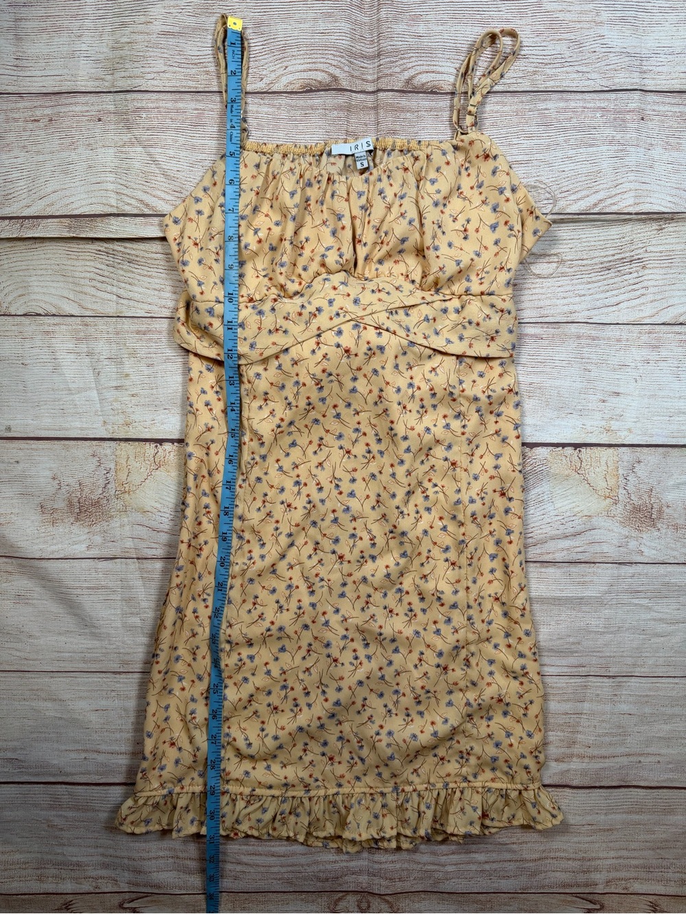 Cottage Coquette Yellow Floral Spaghetti-Strap Smocked Open Back Mini Sun Dress - Picture 3 of 7